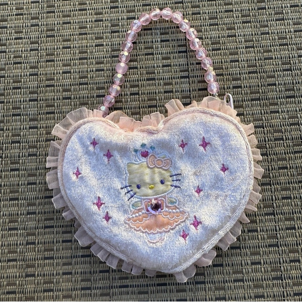 Hello Kitty Sanrio Coin Purse Velvet Beaded Ballerina Tulle Vintage Collectable
